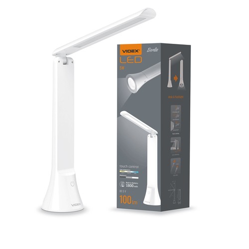 Lampe de bureau LED Berlin, 5W - Rechargeable, dimmable, 3-en-1 CCT, portable, blanc