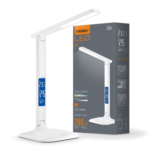 Lampe de bureau LED 7W dimmable - CCT réglable, 5 niveaux de luminosité, blanc, flicker free, adaptateur inclus