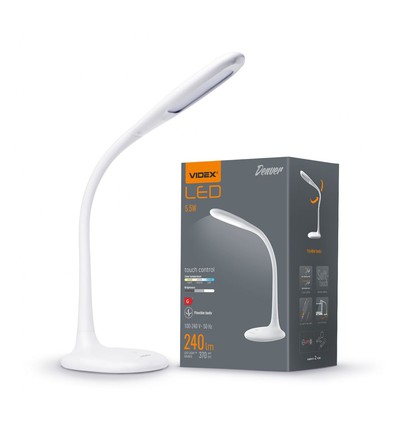 Lampe de bureau LED 5,5W dimmable - Contrôle tactile, 4000K, flicker free, blanc