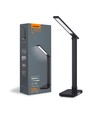 Lampe de bureau LED 18W avec charge sans fil - 700lm, dimmable 5 niveaux, CCT réglable, noir, flicker free