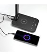 Lampe de bureau LED 18W avec charge sans fil - 700lm, dimmable 5 niveaux, CCT réglable, noir, flicker free