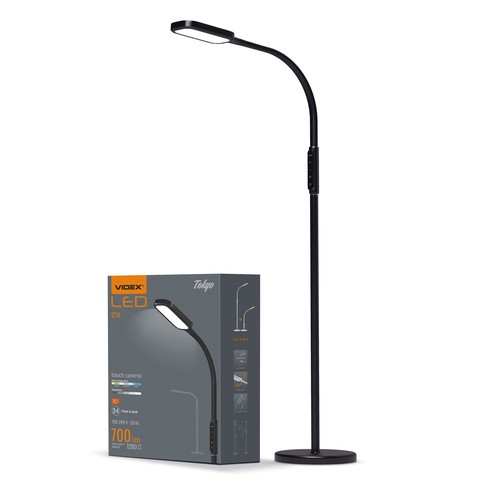 Lampadaire LED Tokyo 12W, dimmable - 1280lm, noir, commande tactile, CCT réglable, flicker free