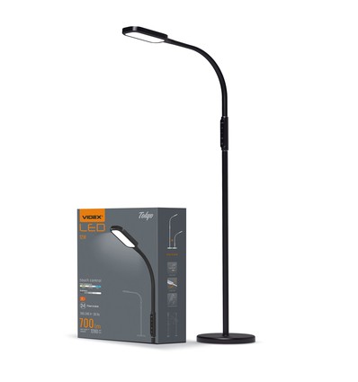 Lampadaire LED Tokyo 12W, dimmable - 1280lm, noir, commande tactile, CCT réglable, flicker free