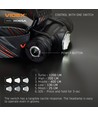 10W Lampe frontale LED rechargeable - 5000K, USB-C, 1200lm