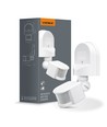 Détecteur de mouvement PIR infrarouge, blanc - Angle 180°, 1200W, IP44 extérieur, durée et luminosité réglables
