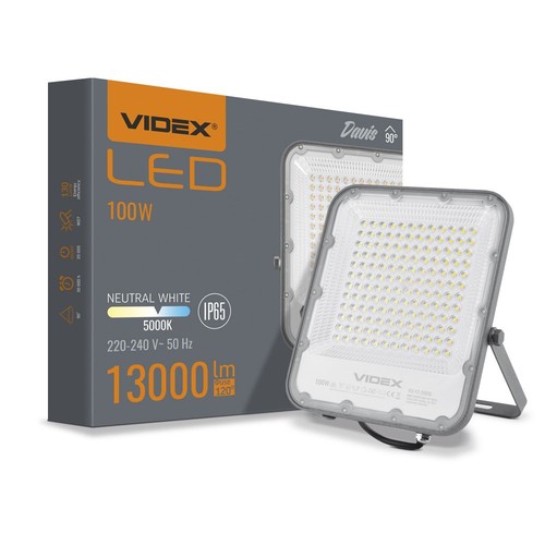 Projecteur LED 100W - 150lm/W, IP65, Gris, 5000K, extérieur