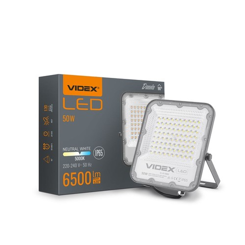 Projecteur LED 50W - 130lm/W, IP65, 5000K, 90 degrés, extérieur
