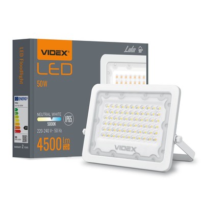 Projecteur LED 50W - 4500lm, IP65, extérieur, blanc/gris