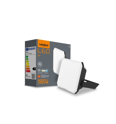 Projecteur LED 20W - 1900lm, IP65, noir, extérieur, 5000K