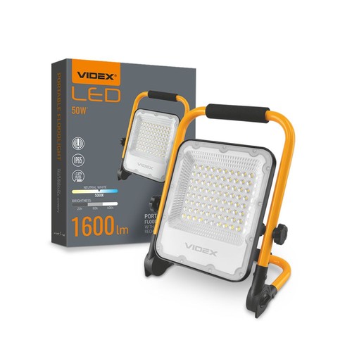 Projecteur LED 50W rechargeable - 1600lm, IP65, portable, lampe de chantier, 3 niveaux de luminosité, sortie USB-C