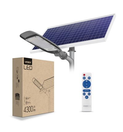 Lampadaire solaire LED - 4300 lumens, avec télécommande