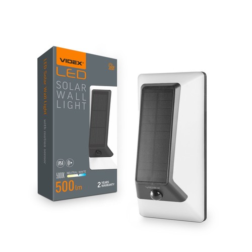 Applique murale LED Solara 500lm avec détecteur - IP54, 5000K, noir, solaire, extérieur