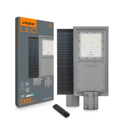 Lampadaire solaire LED - 2300 lumens, détecteur de mouvement, IP65