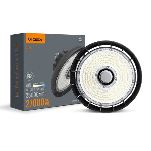Suspension LED High Bay 150W, 166lm/W - 5000K, IP65, Noir
