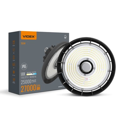 Suspension LED High Bay 150W, 166lm/W - 5000K, IP65, Noir
