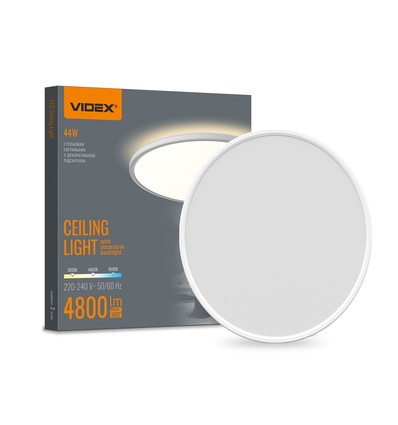 Plafonnier LED 44W avec rétroéclairage, CCT - 109lm/W, IP54, Ø50cm, bord blanc, 3 couleurs de lumière