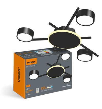 Spot de plafond 3x GX53 avec backlight, noir - 20x8,5cm, IP20, incl. 9W backlight, sans source lumineuse