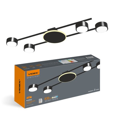 Spot de plafond 4x30W GX53 - 230V, 830lm, éclairage de fond 9W