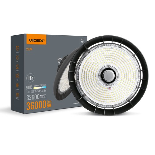 High bay LED 200W, 180lm/W - 5000K, IP65, 90 degrés, boîtier noir