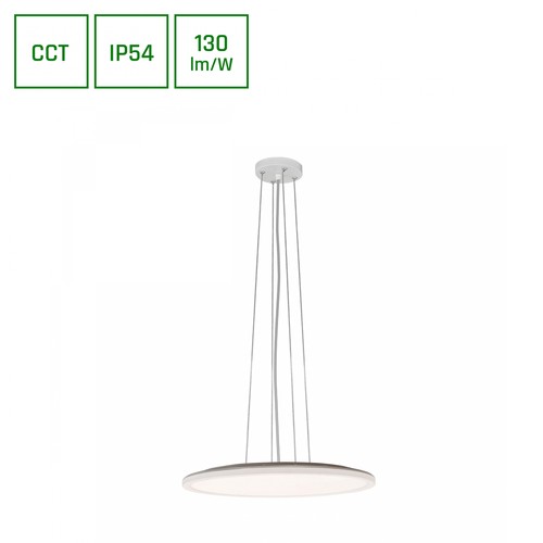 Plafonnier LED 36W Nymphea Flat Duo - 130lm/W, IP54, Ø40cm, CCT, bord blanc, source lumineuse incl.