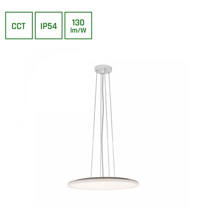 Plafonnier LED 36W Nymphea Flat Duo - 130lm/W, IP54, Ø40cm, CCT, bord blanc, source lumineuse incl.