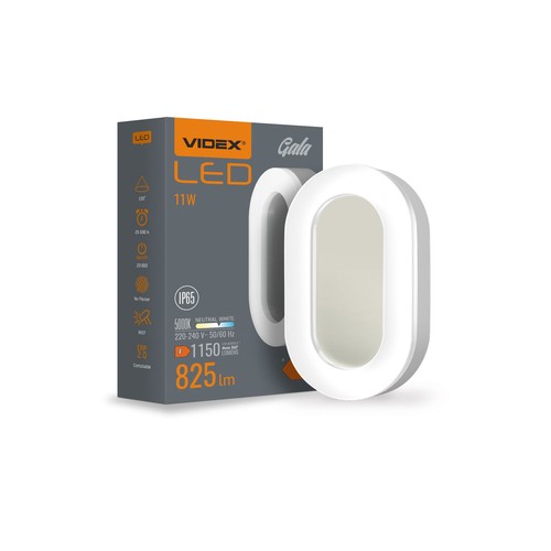 Applique murale LED ovale - 11W, IP65, IK07, 5000K, blanc
