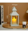 Lanterne LED avec effet flamme - Blanc, carré, batterie, IP54 intérieur/extérieur