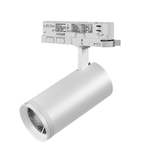 Spot sur rail triphasé 30W RA92 Zoom réglable - 100lm/W, angle de diffusion réglable, CCT réglable, blanc, luminosité réglable