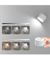 Applique murale rechargeable 4,5W CCT - IP20, ronde, blanche, rotative à 360°, source lumineuse incluse et télécommande