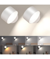 Applique murale rechargeable 4,5W CCT - IP20, ronde, blanche, rotative à 360°, source lumineuse incluse et télécommande