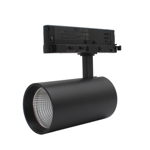 Spot sur rail triphasé 28W RA90 CCT réglable - 110lm/W, noir, CCT + luminosité réglables, sans scintillement
