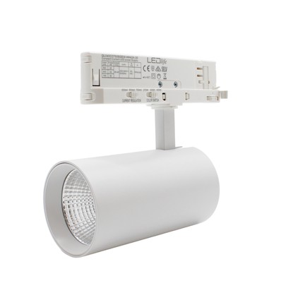 Spot sur rail triphasé 28W RA90 CCT réglable - 110lm/w, blanc, CCT + luminosité réglables, 3200lm, sans scintillement