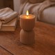 Bougie LED sablier 13,5cm, effet flamme, marron - Ø7,5cm, fonctionne avec télécommande, minuterie