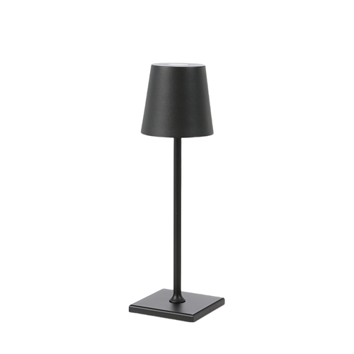 Lampe de table LED rechargeable - Noir, tactile dimmable, IP54