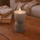 Bougie LED sablier 13,5cm, effet flamme, gris - Ø7,5cm, timer