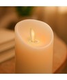 Bougies LED, lot de 3, Ø7,5cm, flamme vacillante, blanc - Avec télécommande et minuterie, 10/13/15cm, cire véritable