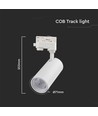 Spot sur rail triphasé 30W CCT, RA90 - changement de couleur 3-en-1, blanc, COB LED