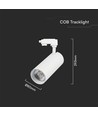VT-47050 spot sur rail 40W - COB LED, 3en1, boîtier blanc, réflecteur blanc, couvercle arrière blanc