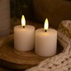 Bougies LED bloc, lot de 2, effet flamme, blanc - 5 cm de haut, Ø5 cm, fonctionne avec télécommande, vraie cire