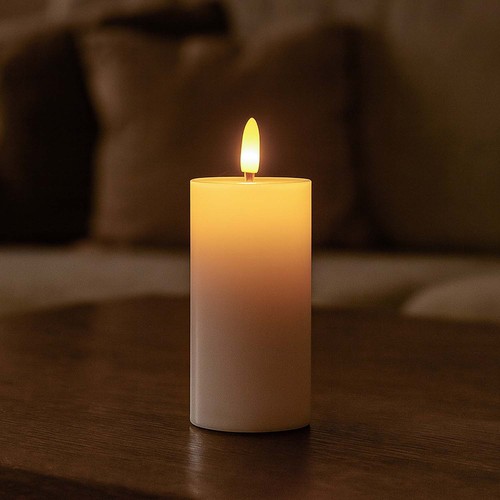 Bougie LED 10cm de haut, effet flamme, blanc - Ø5cm, 10cm de haut, fonctionne avec télécommande, minuterie, véritable cire