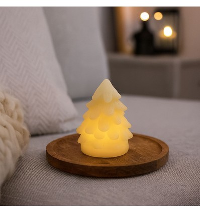 Bougie LED pour sapin de Noël, effet flamme clignotante, blanc - Hauteur 9 cm, Ø6,5 cm, cire véritable