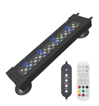 Luminaire pour aquarium 30 cm - 10W, compatible avec pompe à air, RGB+NW, IP68