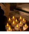 Lot de 12 bougies LED chauffe-plat avec bel effet de flamme - Livrées complètes avec piles, prêtes à l'emploi