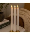 Pack de 3 bougies LED blanches, effet flamme - Ø2,2cm, Hauteur : 24,5cm, bougies de table, avec télécommande, minuterie, pile