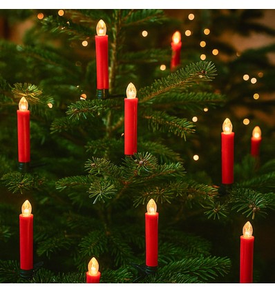 Lot de 10 bougies LED de Noël avec télécommande - Batterie, fonction minuterie, sans fil, support pour sapin de Noël