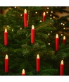 Lot de 10 bougies LED de Noël avec télécommande - Batterie, fonction minuterie, sans fil, support pour sapin de Noël