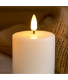 Bougie LED bloc 15 cm de haut, effet flamme, blanc - Ø5 cm, fonctionne avec télécommande, minuterie, cire véritable