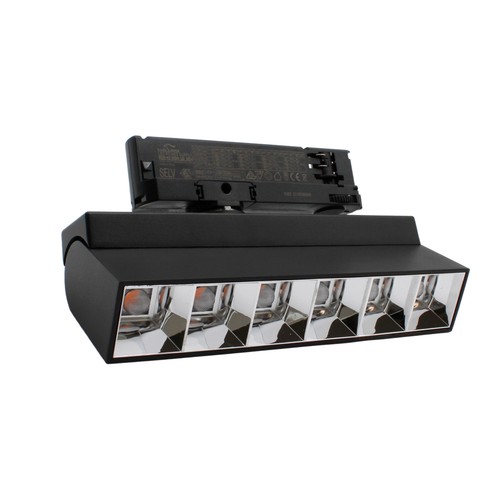 Rail LED 36W triphasé RA92 orientable - Noir, 23,5 cm