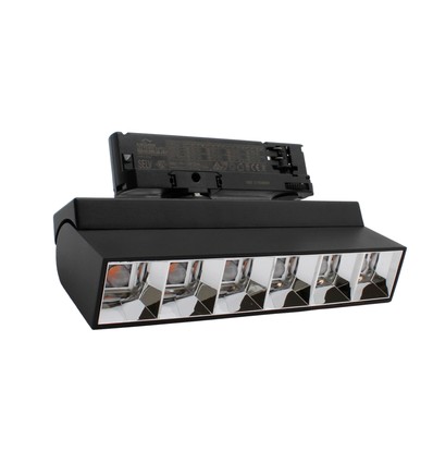 Rail LED 36W triphasé RA92 orientable - Noir, 23,5 cm