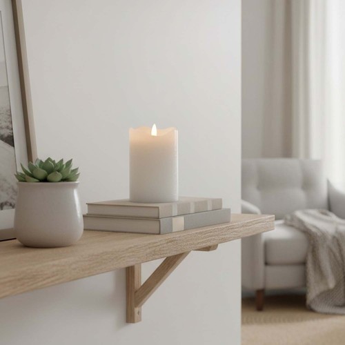 Bougie LED 12,5cm de haut, effet flamme, blanc - Ø7,5cm, 12,5cm de haut, fonctionne avec télécommande, minuterie, véritable cire